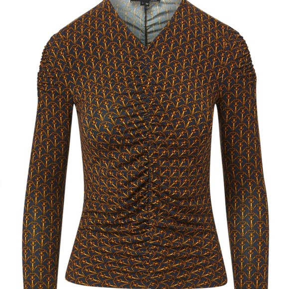 Veronica Beard Neeta Stirrup-Print Ruched Top NWT - Picture 1 of 7